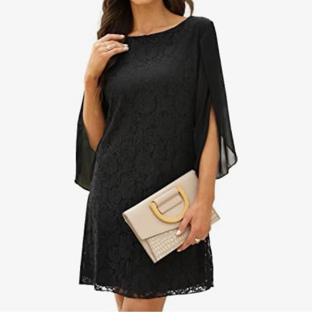 Cooan Elegant Black Lace Chiffon Evening Dress Size 3XL New with tags